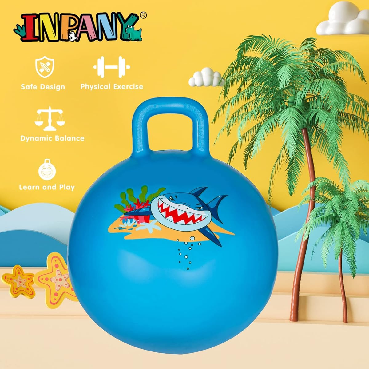 Space Hopper Ball for Kids Hippie Hop Ball Hopping Ball Bouncy Ball with Handle Sit and Bounce Kangaroo Bouncer Jump Ball with Pump