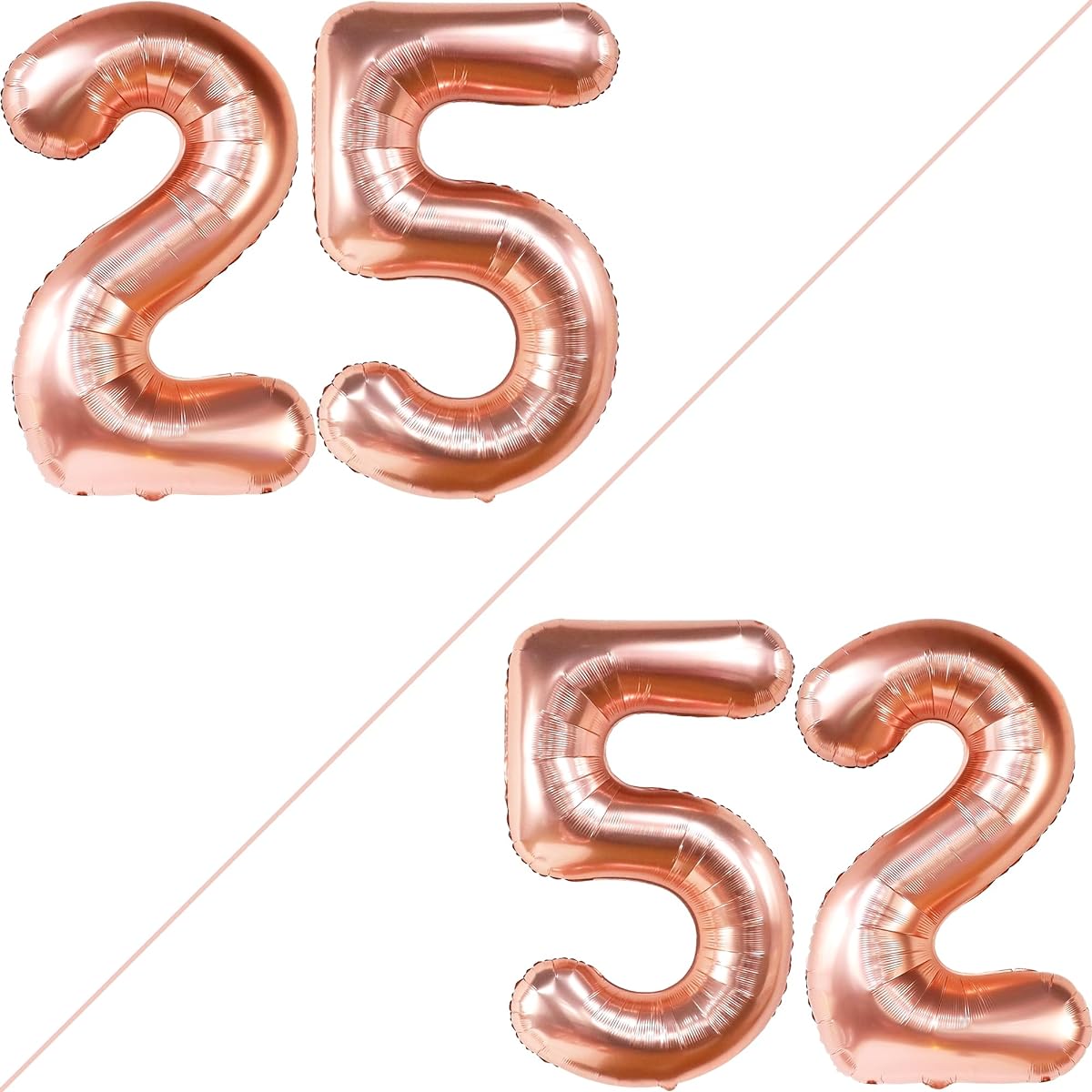 Large Rose Gold 25 Balloon Numbers - 40 Inch | 25 Balloon Numbers Rose Gold 25th Birthday Decorations for Women | 25th Birthday Decorations | 25th Birthday Balloons | 25th Birthday Balloons | 25 Rose Gold Balloons