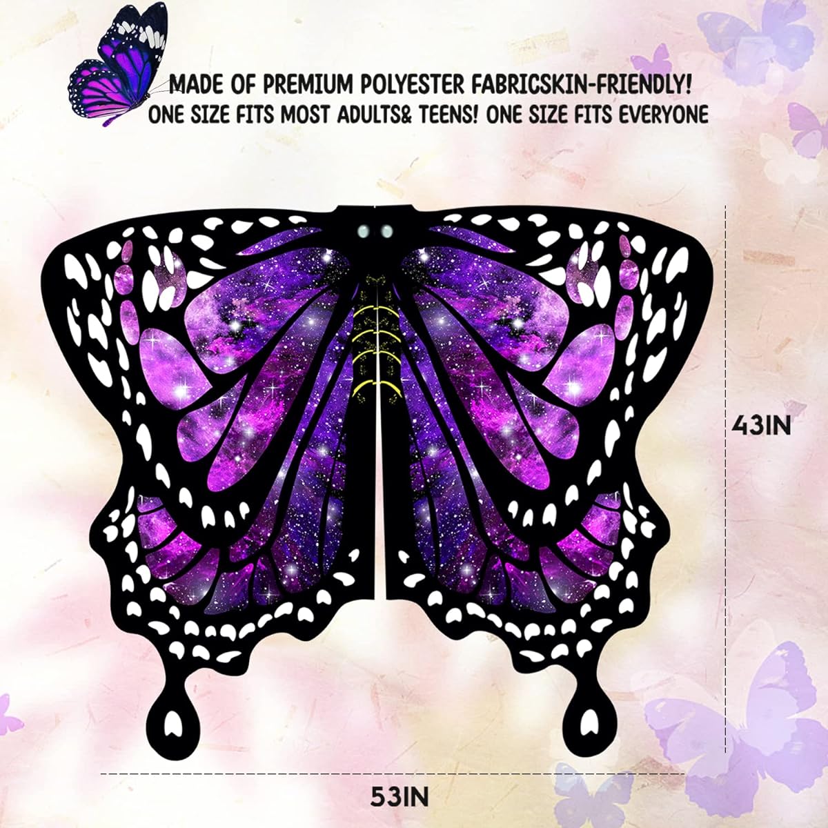 Butterfly Wings for Girls Monarch Butterfly Costume for Kids Fairy Shawl with Mask for Halloween Party Butterfly Headband