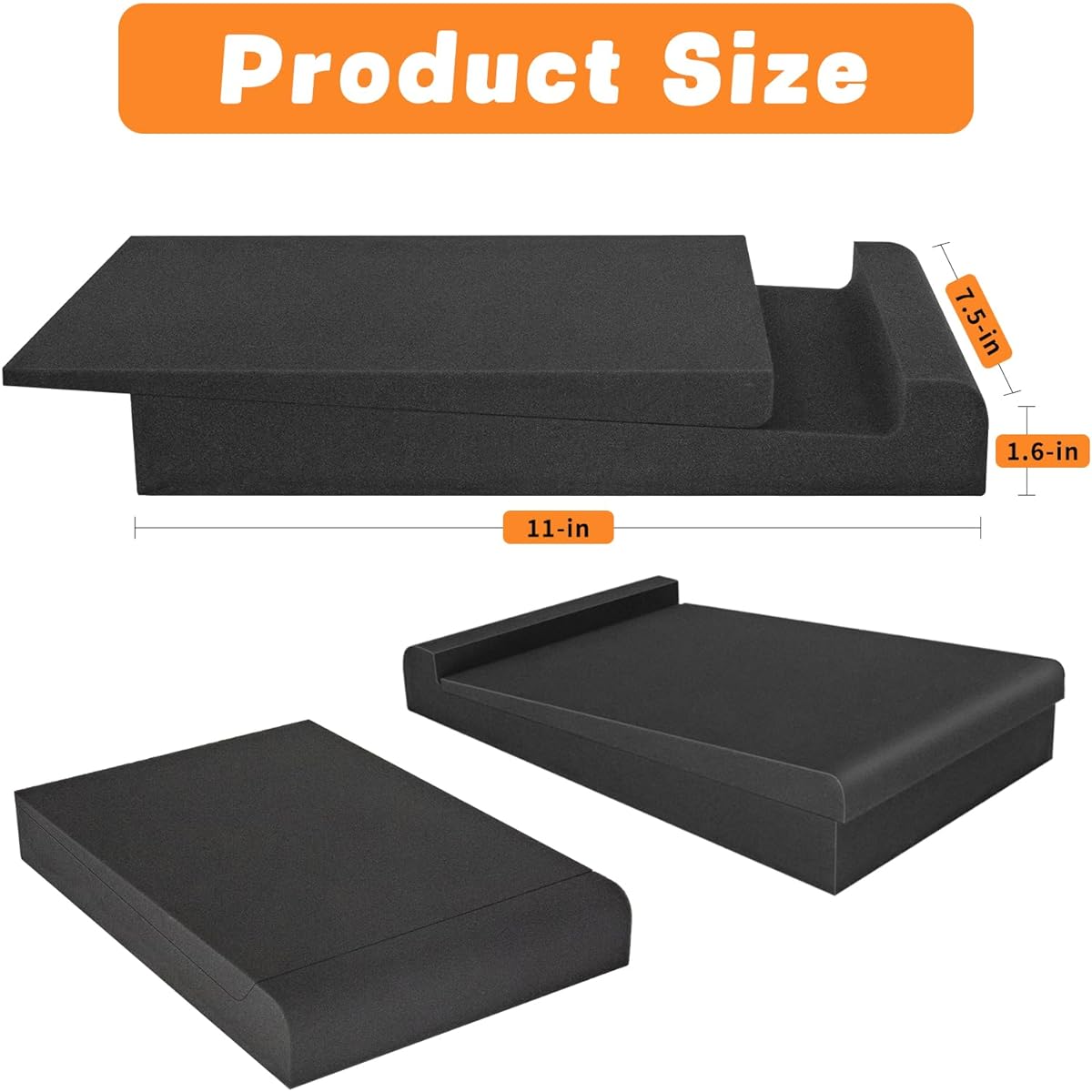 2 Pack Studio Monitor Isolation Pads, High Density Acoustic Foam, Sound Isolation Pads for 5" Monitors, 1.6" x 7.5" x 11", Fits Most Desktop Speakers and Studio Monitors (Isolation Pads, 2 Pack)