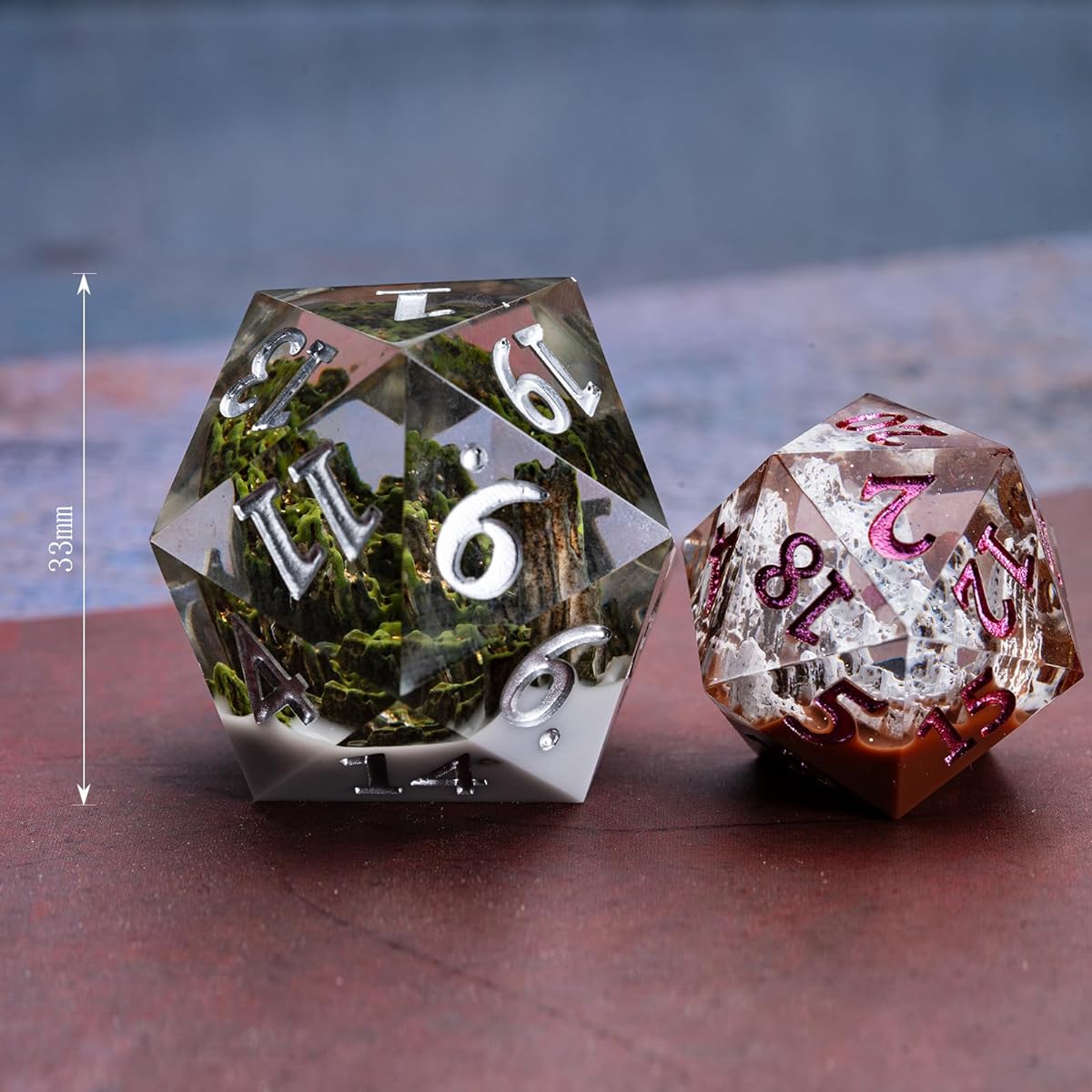 Dungeons and Dragons D&D Dice D20, Mountain Dice D&D 33MM Oversized D20 Single Sharp Edge Resin.