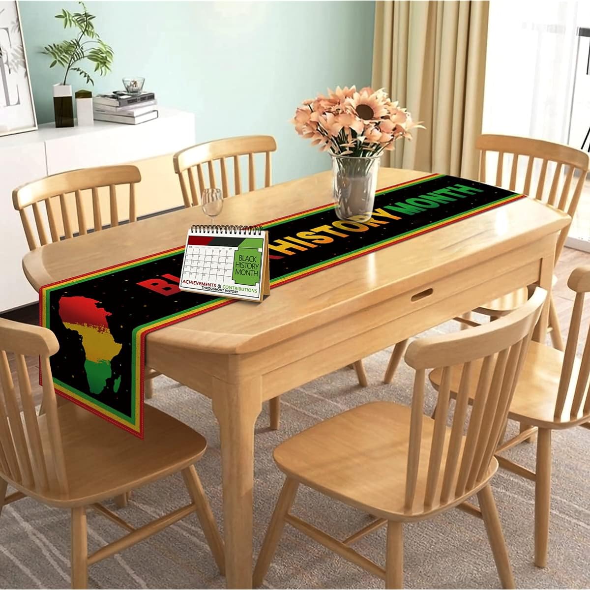 Nepnuser Black History Month Table Runner African American National Holiday Party Decor Home Kitchen Dining Room Decor - 72 inches