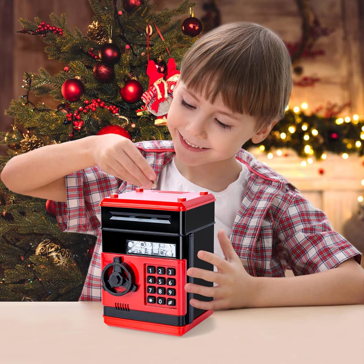 Refasy Piggy Bank Toys for Kids 6 7 8 9 10 11 Money Saving Box Toys Teen Boys Girls Age 8 9 10 11 12 Kids Christmas Birthday Gifts ATM Piggy Bank 5 6 7 8 Red Piggy Bank for Real Money