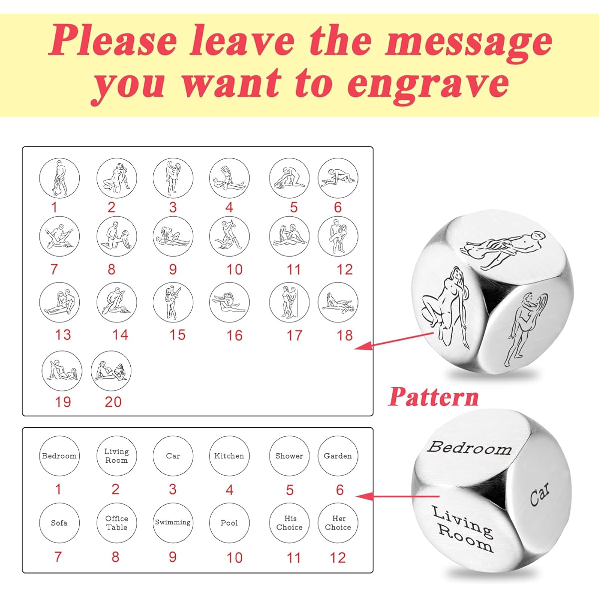 JEWGLO Date Night Dice Personalized Gifts for Men/Women Anniversary/Valentine Gifts Couples Games Adult Love Naughty Night Decision Making Dice Birthday Christmas Wedding Gifts for Wife Husband