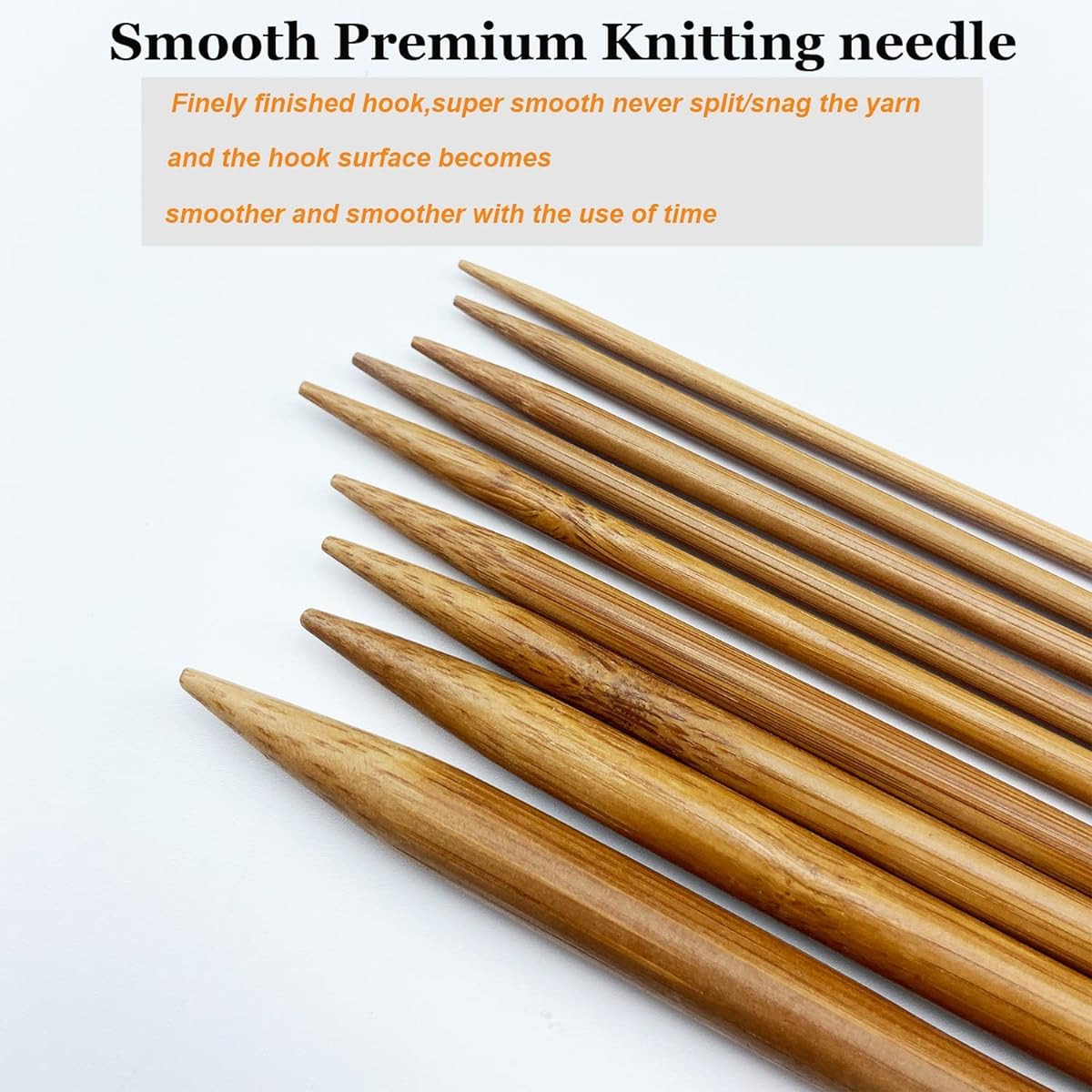 Mdoker Bamboo Double Point Knitting Needles Carbonized Bamboo Knitting Needles 7.9"(20cm) Long for Handmade Creative DIY Knitting Yarn Projects Size US 8(5mm)