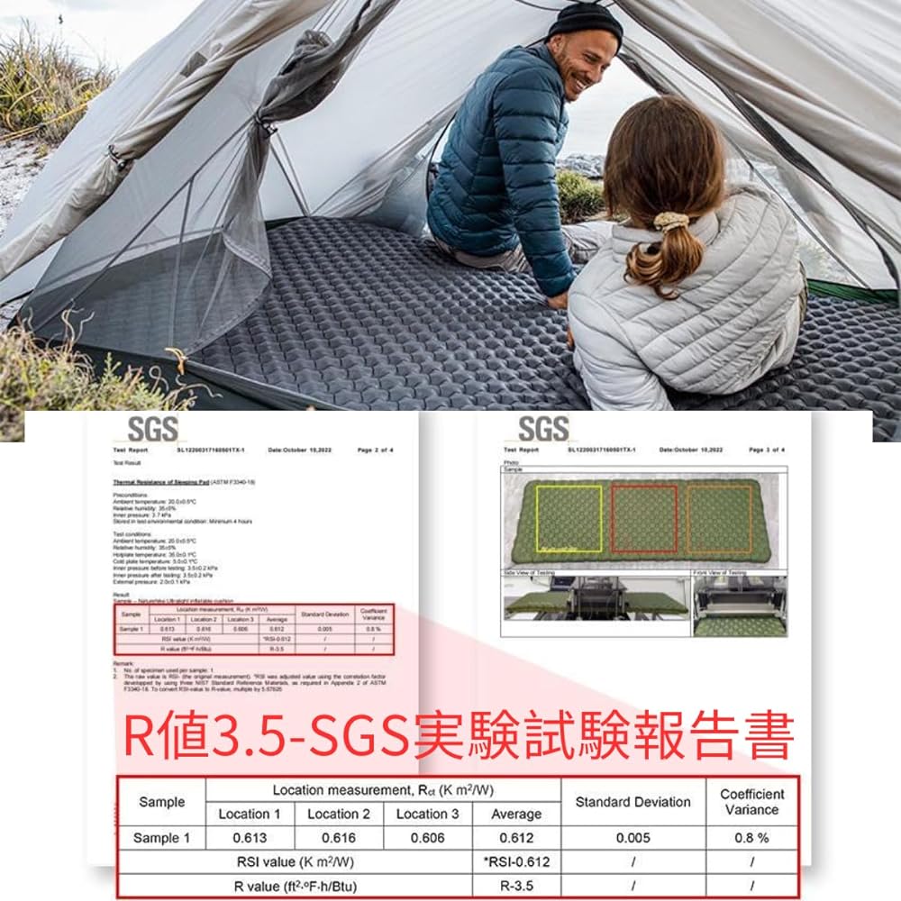 Naturehike R-Value 3.5 Camping Air Mat, Four Seasons, Ultra Lightweight Inflator Mat, Uses Low Temperatures of -6℃, Outdoor Air Bed, Waterproof and Moisture Proof, Storage Bag Included, Sleeping in the Car, Mat, Outdoor Backpack Hiking