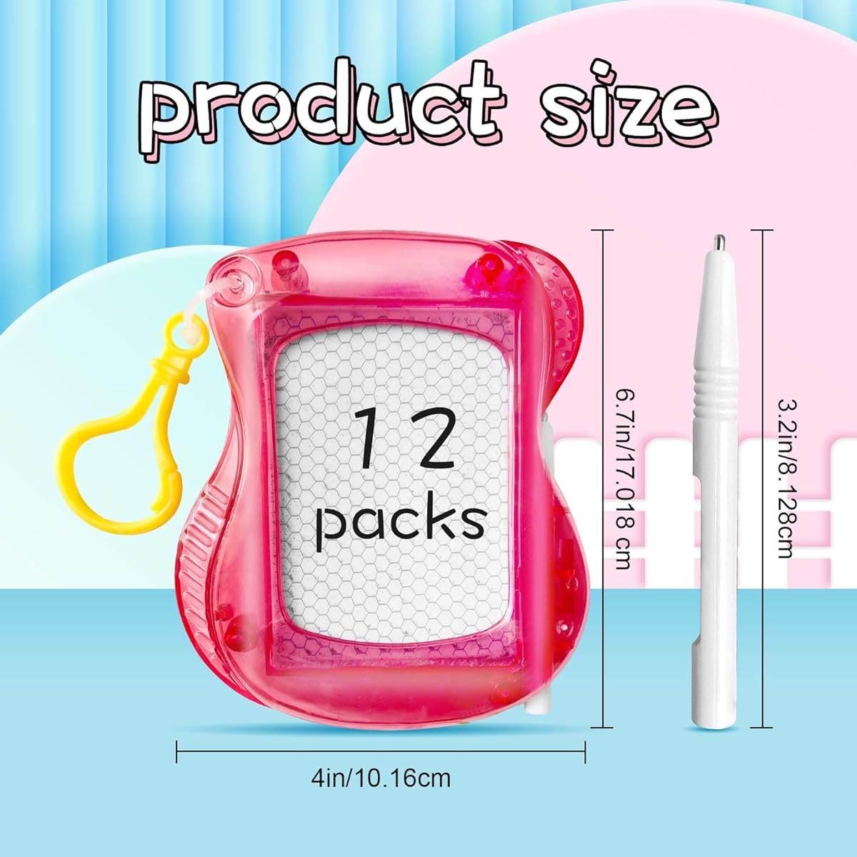 Kaemi Mini Magnetic Drawing Boards for Kids, 12pcs Erasable Doodle Sketching and Writing Paint Pads with Backpack Keychain Clips, Great Birthday Party Gifts, Kids Classroom Giveaways, Goodie Bag Fillers