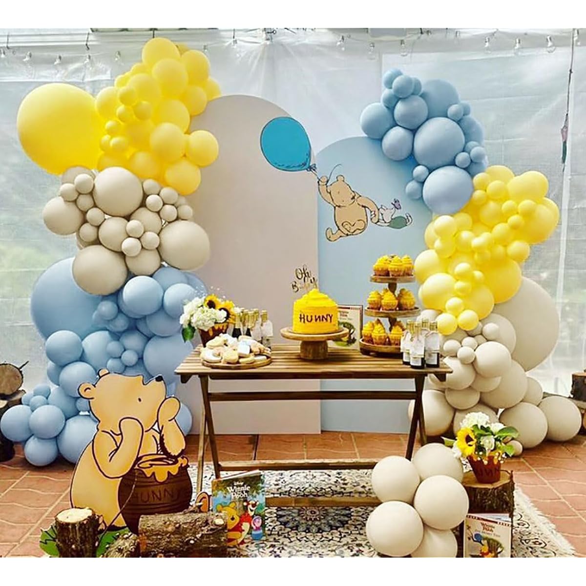 Blue Yellow Balloon Garland Double Plush White Sandra Tex Balloons Dusty Blue Mustard Yellow Balloon Arch Kit Bridal Baby Shower Wedding Birthday Graduation Anniversary Party Decorations