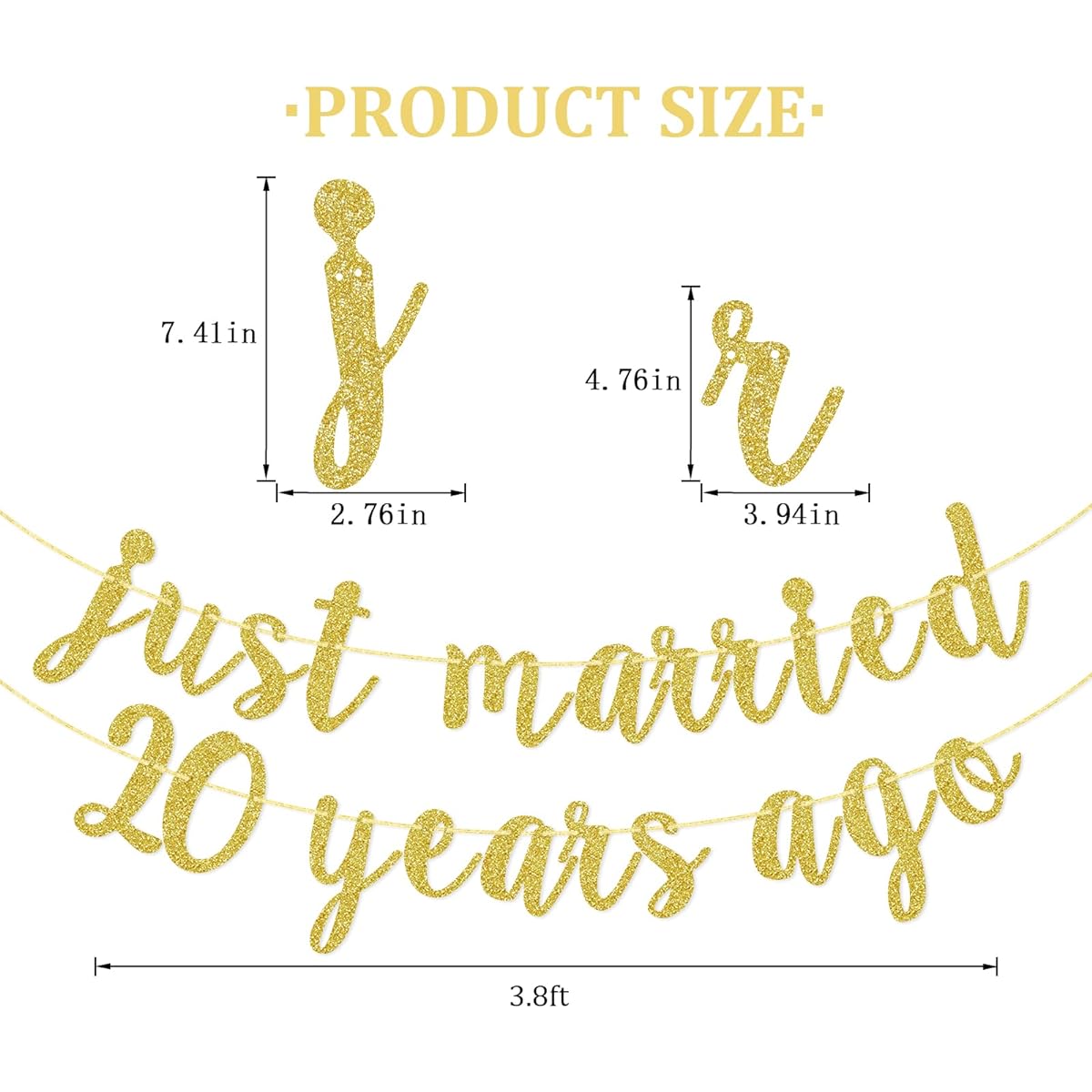 Just Married 20 Years Ago Banner We Still Do Banner 20th Anniversary Party Decorations Gold Glitter