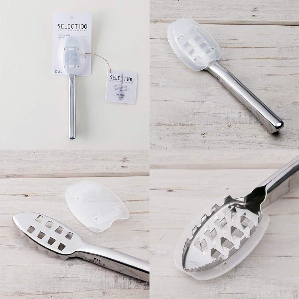 KAI Fish Handling Goods 4-piece set, scale remover, bone remover, 3 small fish grated peeler, kitchen scissors
