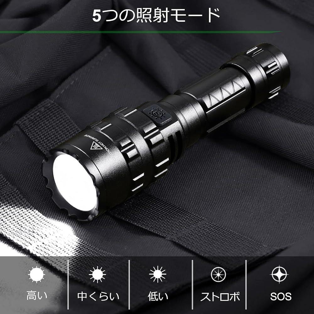 APLOS F01 LED Flashlight Handy Light - 1200 Lumens Super Bright Flashlight IP66 Waterproof 5 Mode Dimming Power Outage Prevention Climbing Night Fishing Night Training Work Light