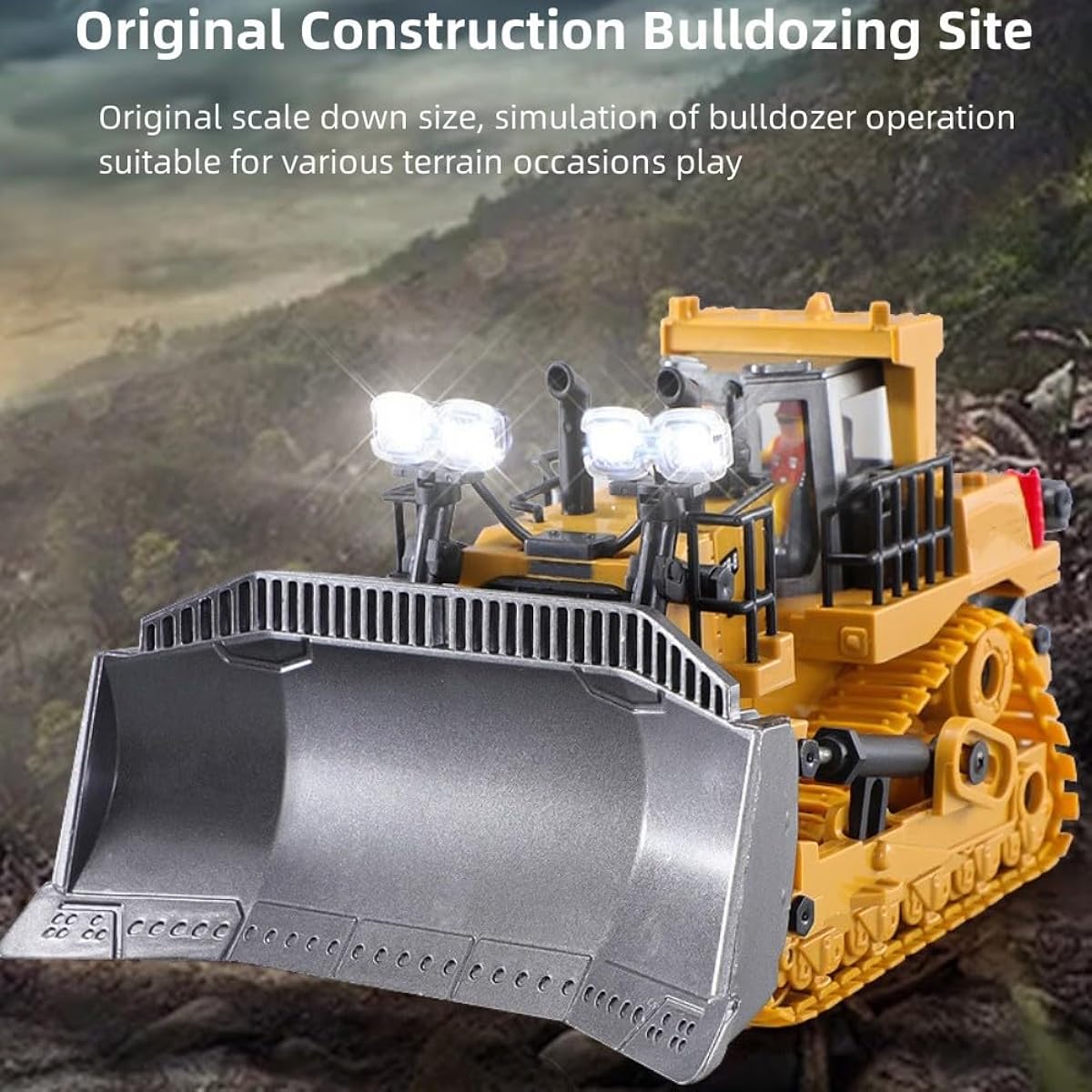 Fanmaikuail Remote Control Bulldozer Fully Featured Construction Vehicle 9 Channel Fully Featured Front Loader RC Remote Control Toy Tractor for Ages 3+