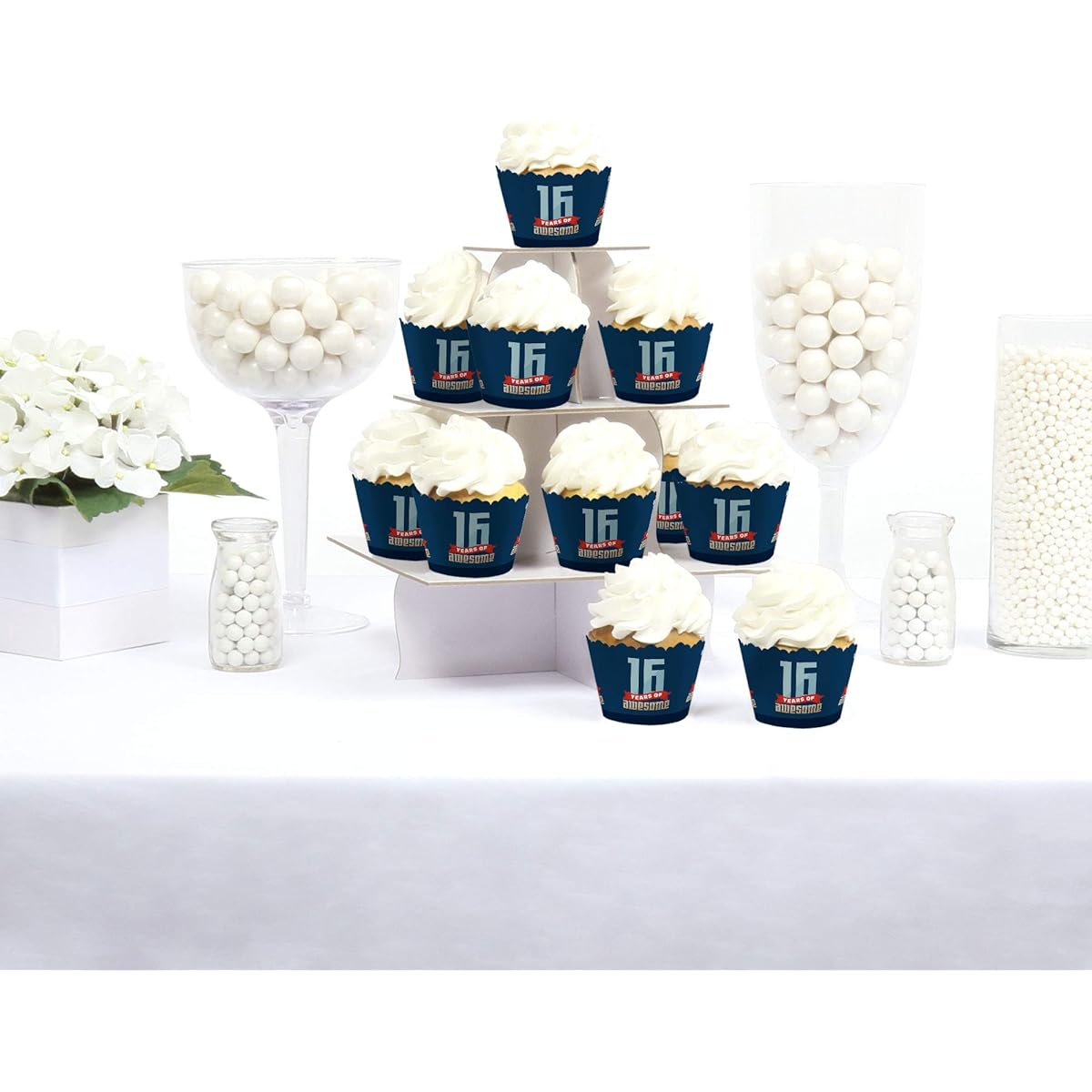 Big Dot of Happiness Boy 16th Birthday 16th Birthday Party Decorations Party Cupcake Wraps Set of 12