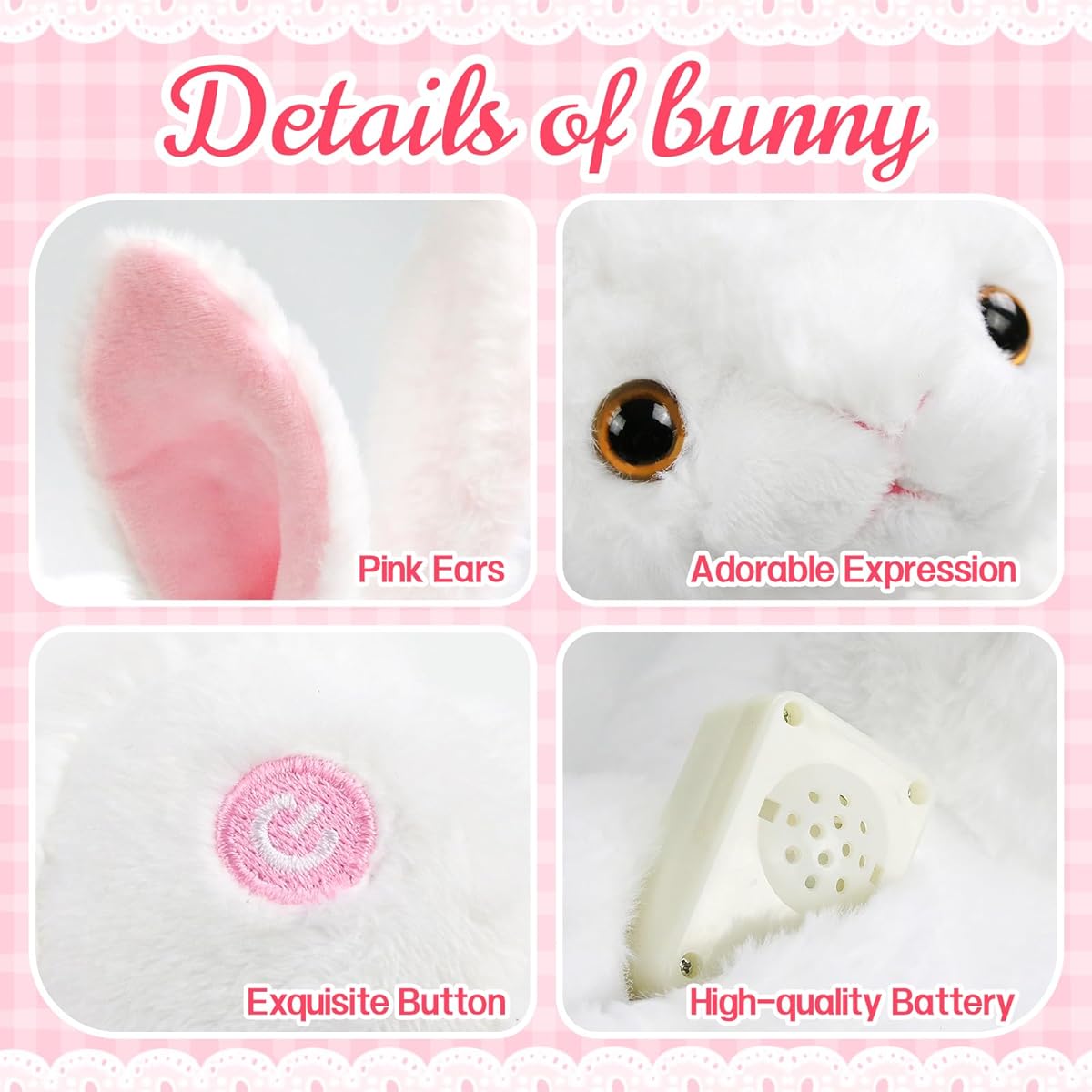 SpecialYou Luminous Stuffed Bunny Rabbit Plush Toy Glow in the Dark Bedtime Companion Easter Bunny Gift for Kids 14 Inch Great Easter Day Gift (LED)