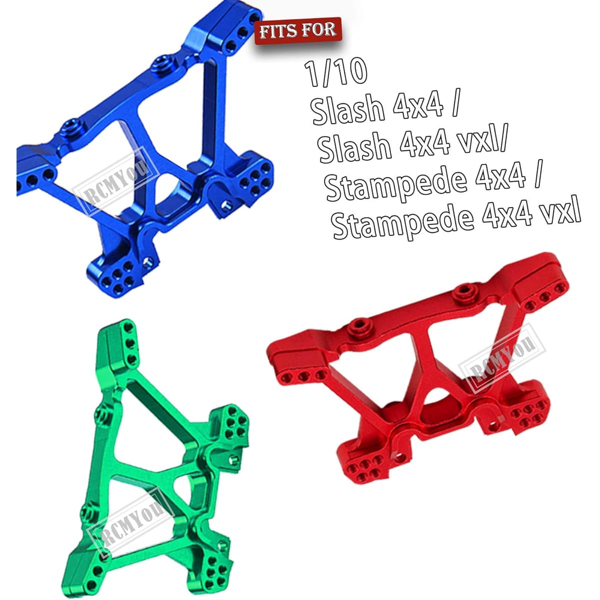 RCMYou Aluminum Front Rear Shock Towers Shock Mounts Upgrade Parts for 1/10 Traxxas Slash 4x4 VXL/Stampede 4x4 VXL, Replacement for 6838 6839, Navy Blue