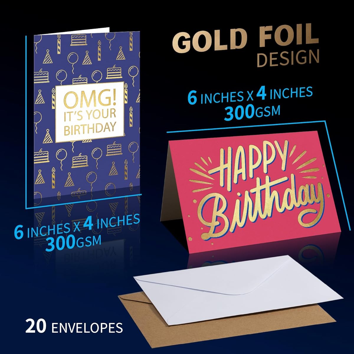 cofullsky Birthday Greeting Cards Bulk Blank Happy Birthday Greeting Card Set 2.0 Funny Greeting Cards