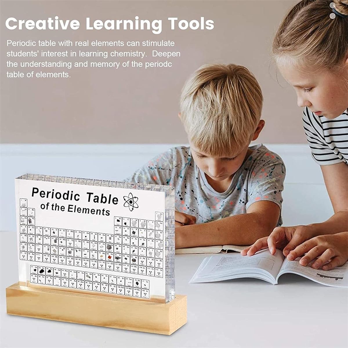 Periodic Table with Real Elements, 2D Acrylic Periodic Table of Elements Handicrafts, Gifts and Crafts Decorations for Students, Kids, Teachers. Oric