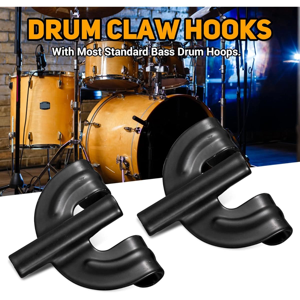 Facmogu 16 Pieces Drum Claw Hook Claw Hook for Bass Drum Bass Drum Replacement Percussion Claw Hook Bass Drum Percussion Instrument Replacement Hardware Pack - Black