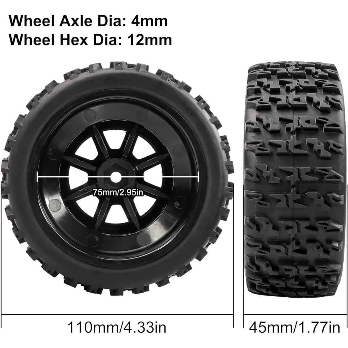 Acekeep 1/10 RC Short Course Truck Wheels and Tires Combo (Pre-Greed, 12mm Hex) for 1/10 Traxxas Slash 2WD/4WD Losi Tenacity Redcat Blackout SC Exceed RC Buggy Car, Pack of 4 (Oracle)