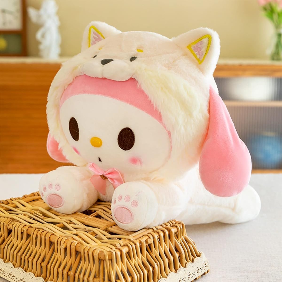 2pcs 14" & 6" Kawaii Cartoon Cosplay Plush Set - Super Soft Skin-Friendly Squishy Long Pillow - Anxiety Relief Stuffed Animal Doll Toy Collectible Gift (Medium 14" + Medium 6")
