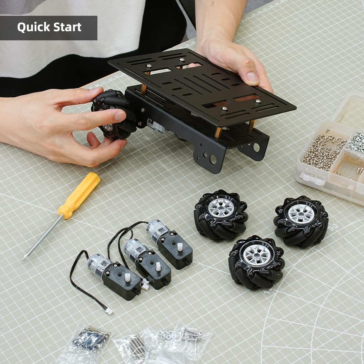 LewanSoul Mecanum Chassis Car Kit Aluminum Alloy Frame TT Motor 60mm Mecanum Wheel Smart Robot Car DIY Kit (No Assembly)
