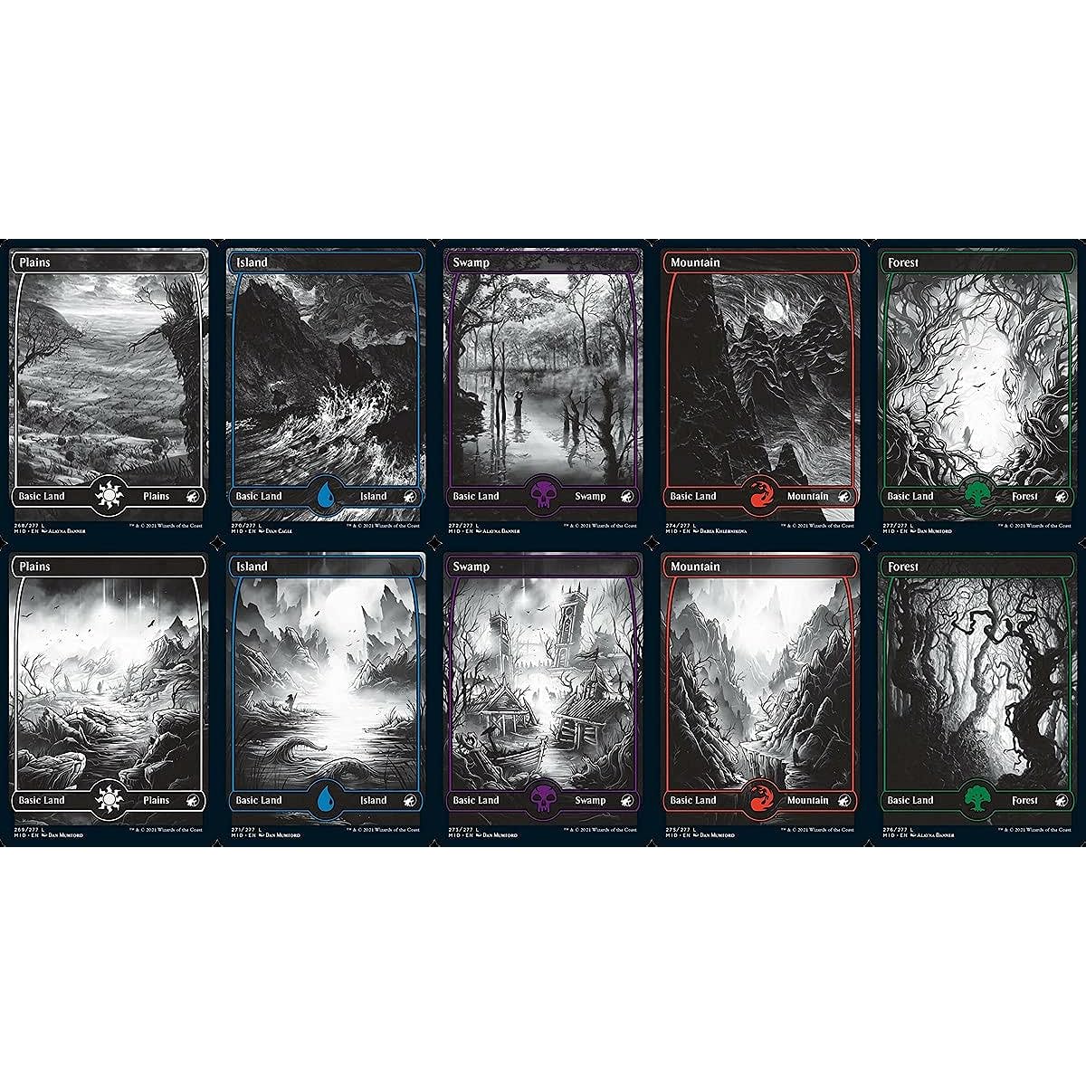 Magic: The Gathering - Innistrad: Midnight Hunt Full Art Basic Land Set (10 pieces each)