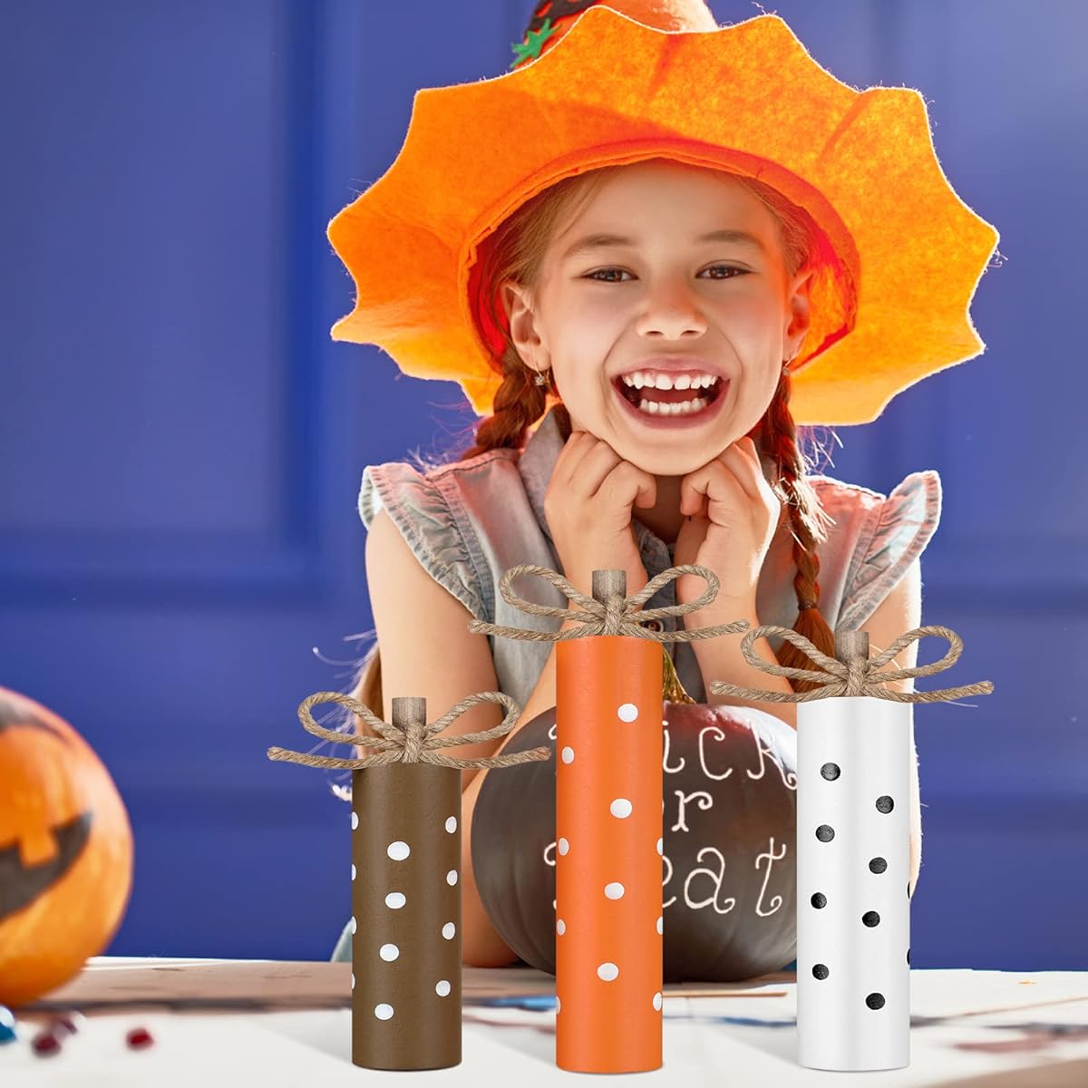 3 Pieces Wooden Fall Thanksgiving Decor, Fall Tiered Tray Decor, Wooden Fireworks Fall Centerpiece Decor, Farmhouse Tabletop Block Sign for Fall Thanksgiving Fall Decor (Dot)
