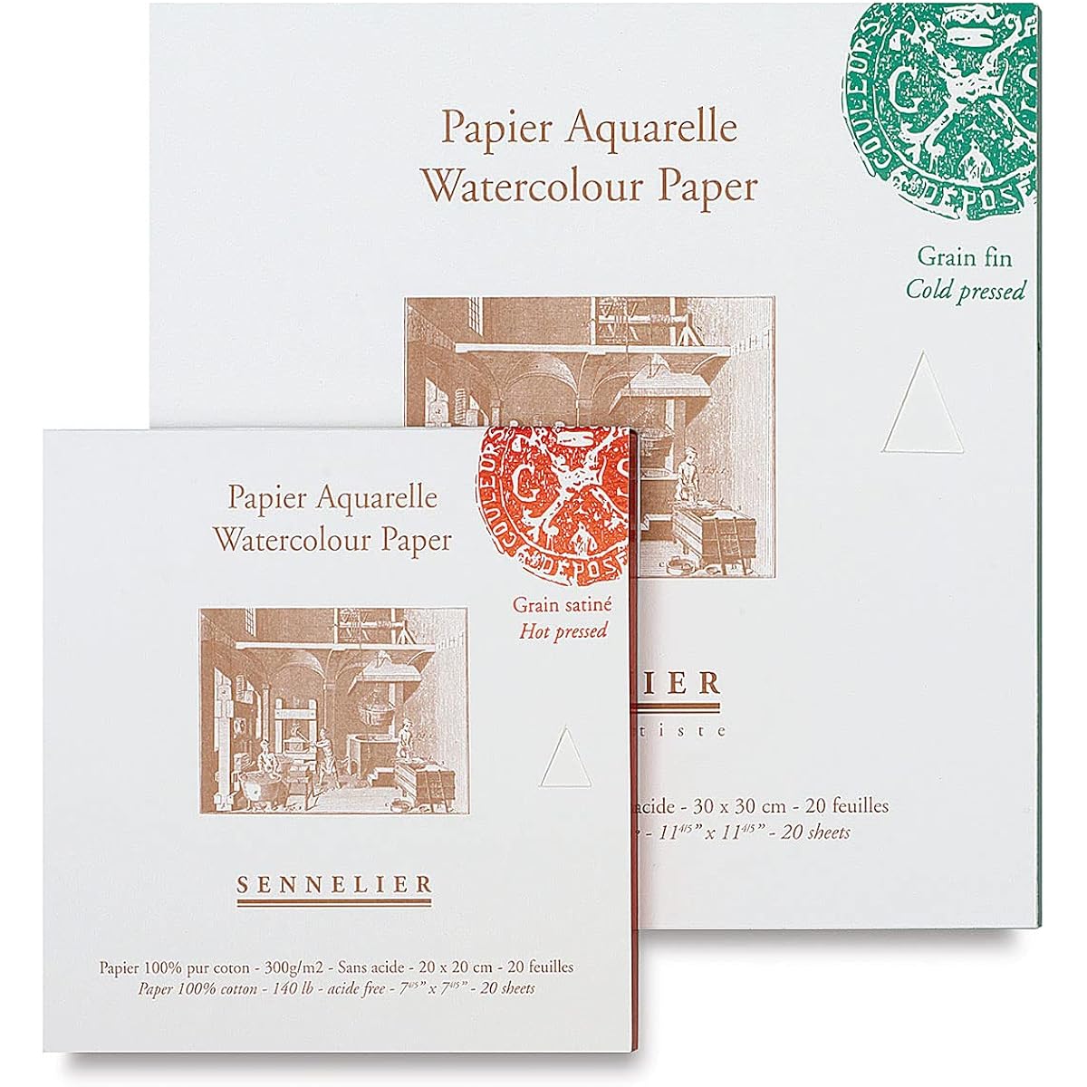 Sennelier Watercolor Blocks Cold Press 12" x 12", 20 Sheets