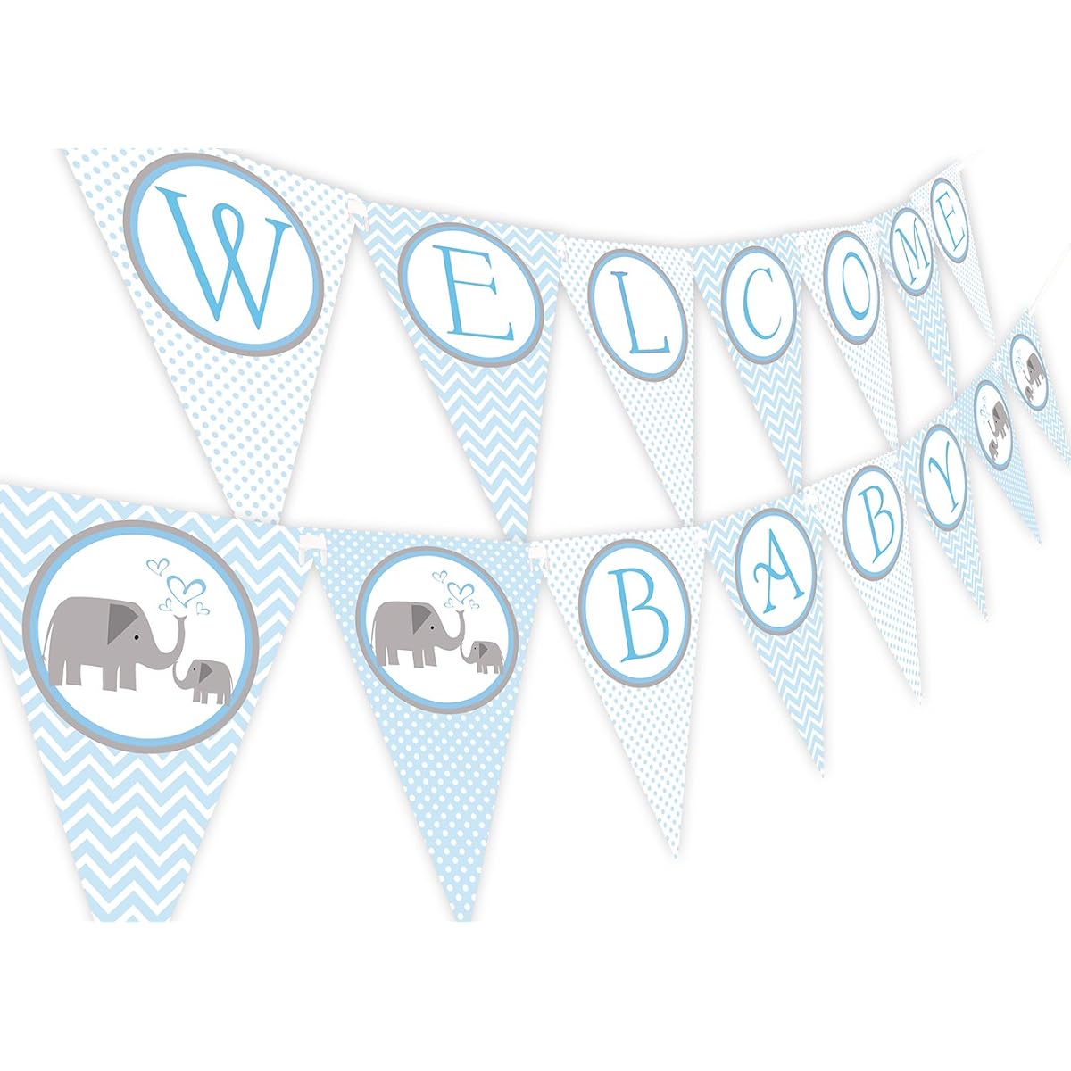 Little Elephant BLUE Baby Shower Banner Pennant