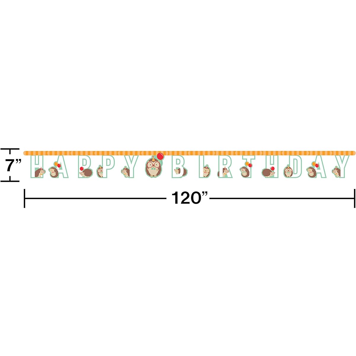 Creative Converting "Hedgehog" Party Banner 1 Piece 7" x 120" Multicolor