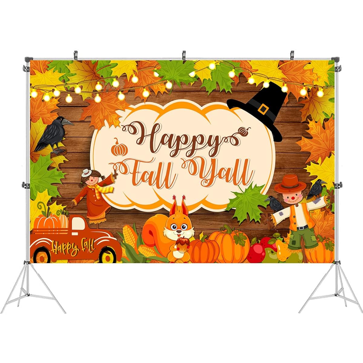 Fall Birthday Party Decoration Thanksgiving Party Backdrop Happy Fall Birthday Banner Party Favor Photography Backdrop for Boys and Girls