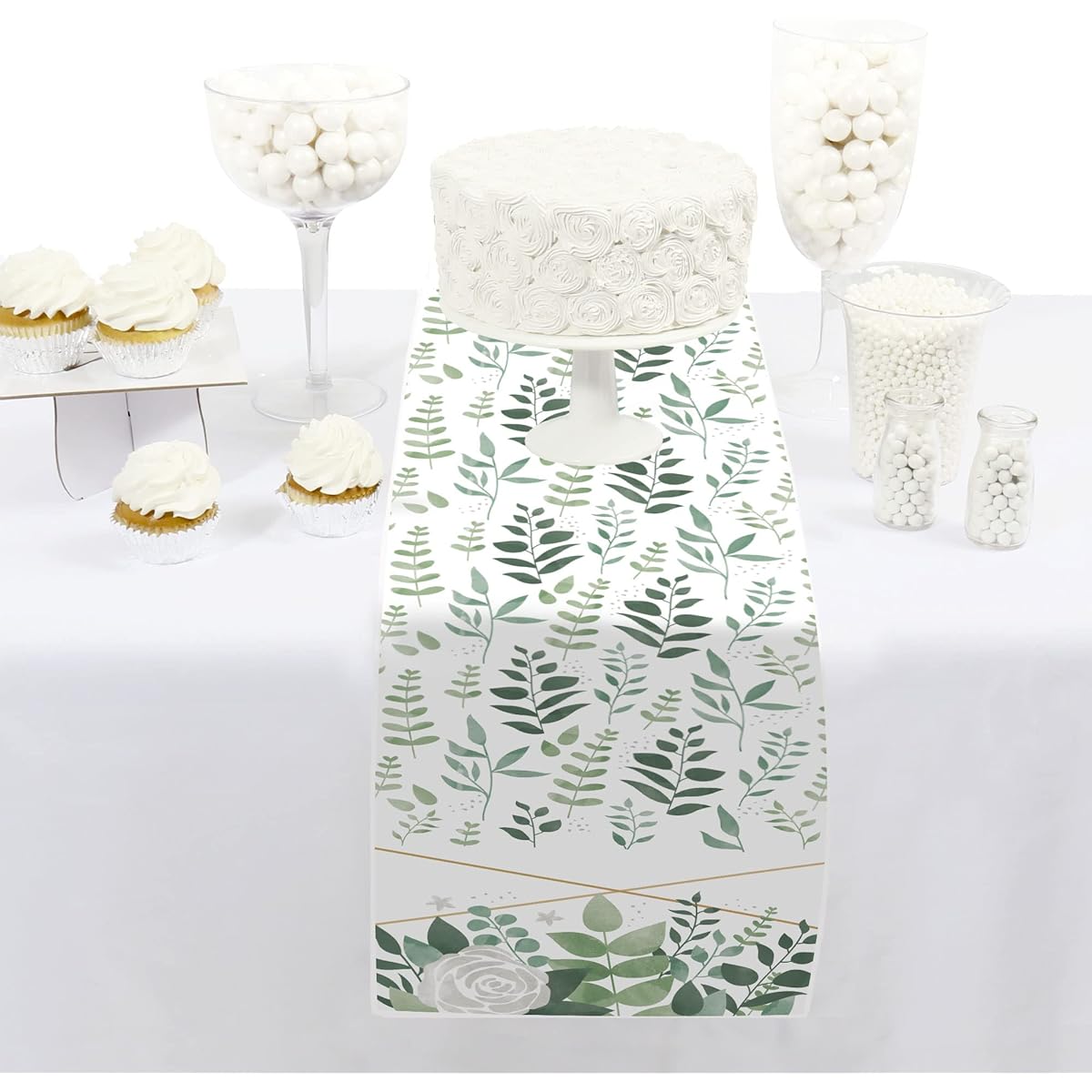 Big Dot of Happiness Boho Botanical - Petite Greenery Party Paper Table Runner - 12" x 60"