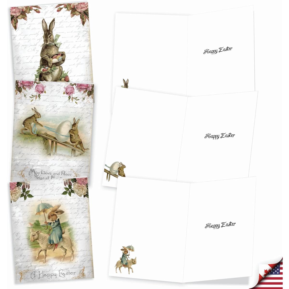 The Best Card Company 20-Piece Easter Note Cards Bulk Box Set 4 x 5.12 Inch with Envelopes (10 Designs 2 of Each) Bunny Note AM10425EAG-B2x10
