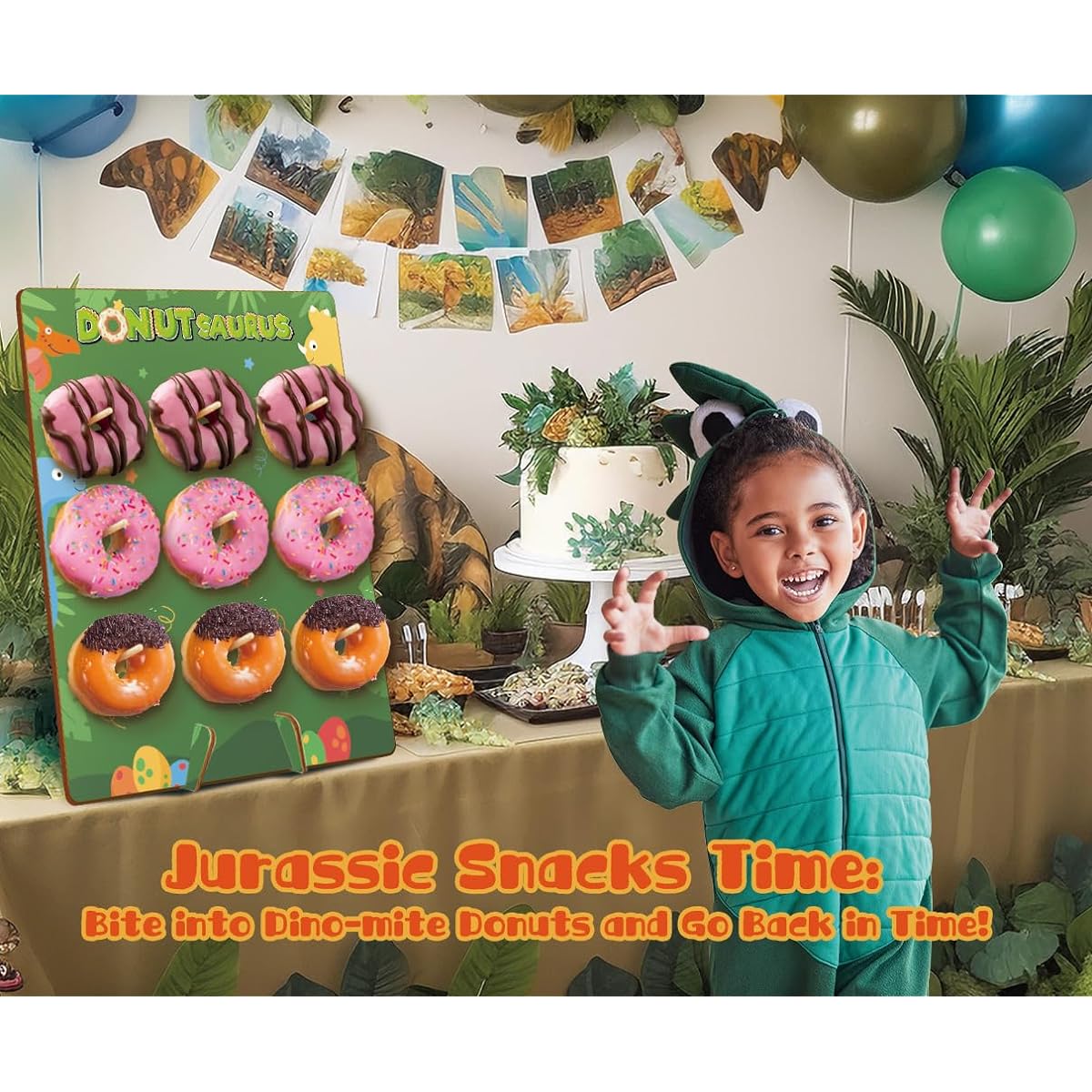 Dinosaur Birthday Party Donut Stand Decorations (2 Pack) Dinosaur Donut Display Stand for Dessert Table Dinosaur Theme Donut Stand Birthday Party Favors Baby Shower Tea Party Party Decorations