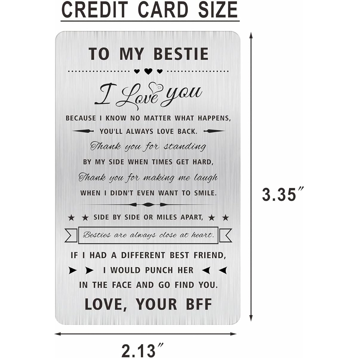 Alotozo To My Bestie Engraved Wallet Card