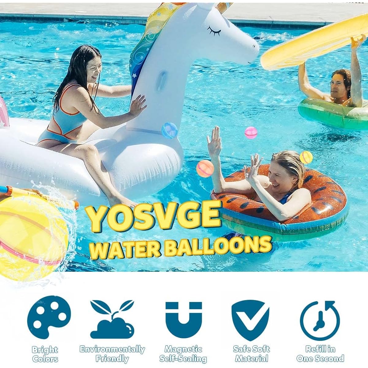 Reusable Water Balloons Quick Fill Self Seal Refillable Water Balloons for Kids Aldult Pool Water Bomb Splash Balls Outdoor Water Toys Balloons Water Games for Summer Fun Party 12 Pack