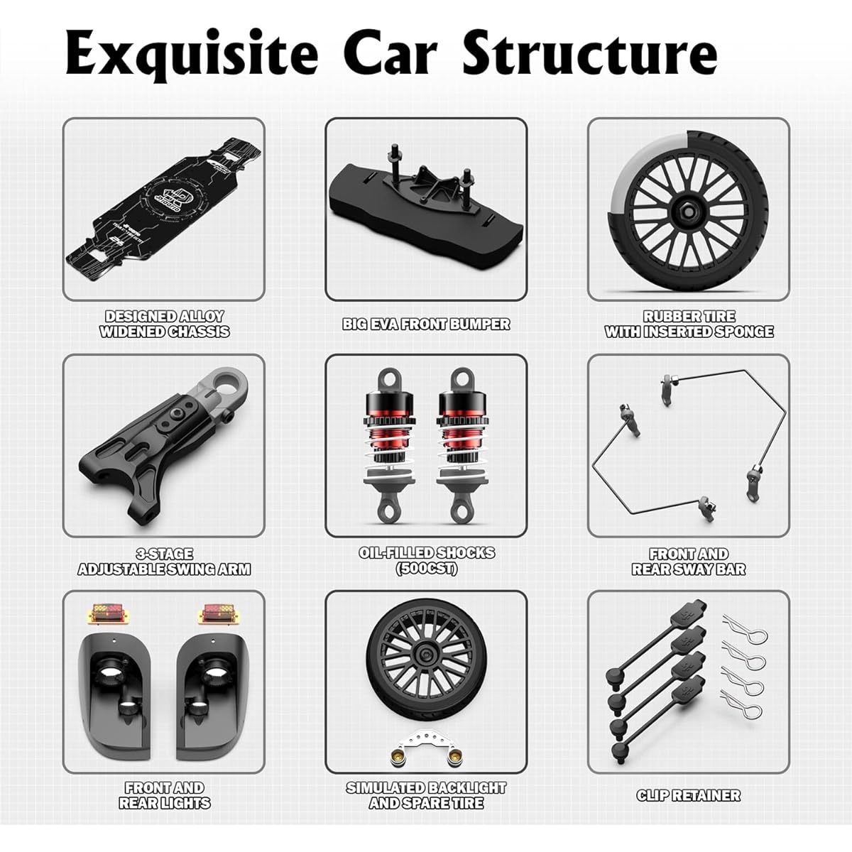 AMORIL 1:10 High Speed Brushless RC Car Top Speed 120KM/H Large Remote Control Car with 6 Lights for Adults 4x4 On-Road Hobby Racing Vetil Aluminum Shaft Lithium Polymer Battery Rubber Tire Oil Shock Red