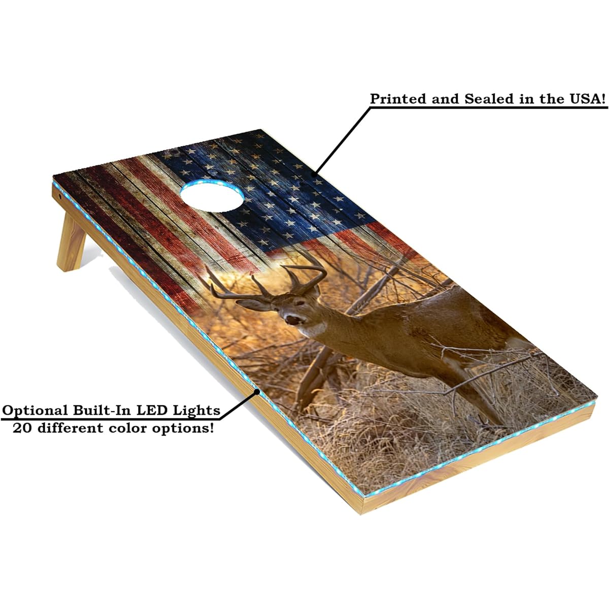 Tailgating Pros Cornhole Board Set with Bean Bag and Carrying Case - 4'x2' Cornhole Toss - Tournament and Lightweight Options - Optional LED Lights