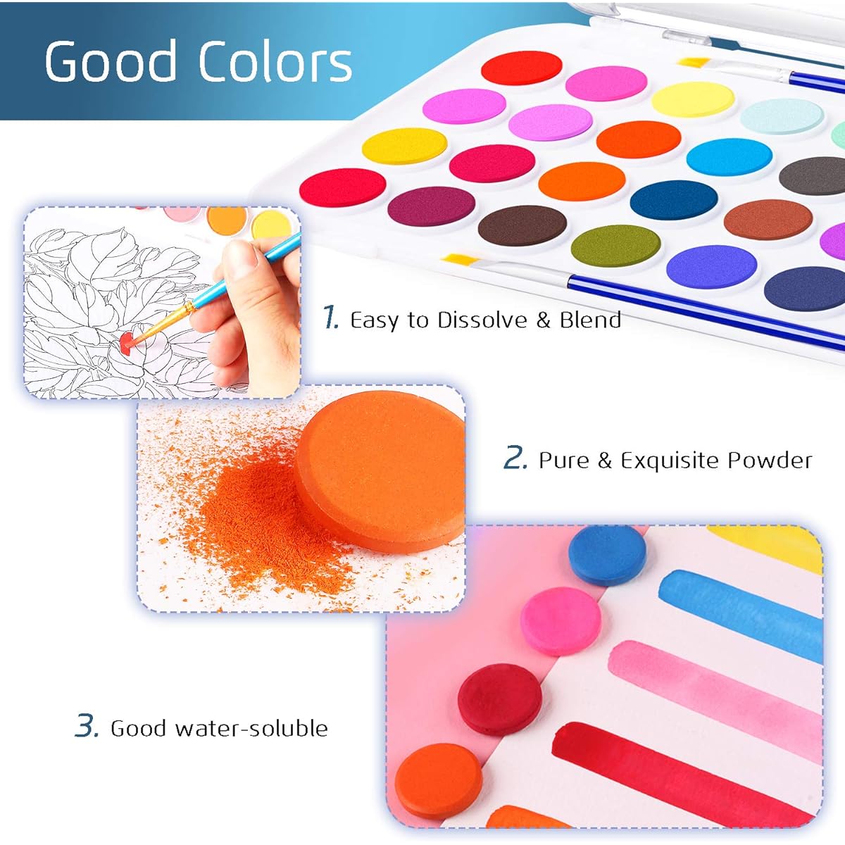 Premium Watercolor Brush Set 12 Pieces Paint Brushes with 36 Colors Watercolor Painting Best Gift for Beginners Kids Art Lovers