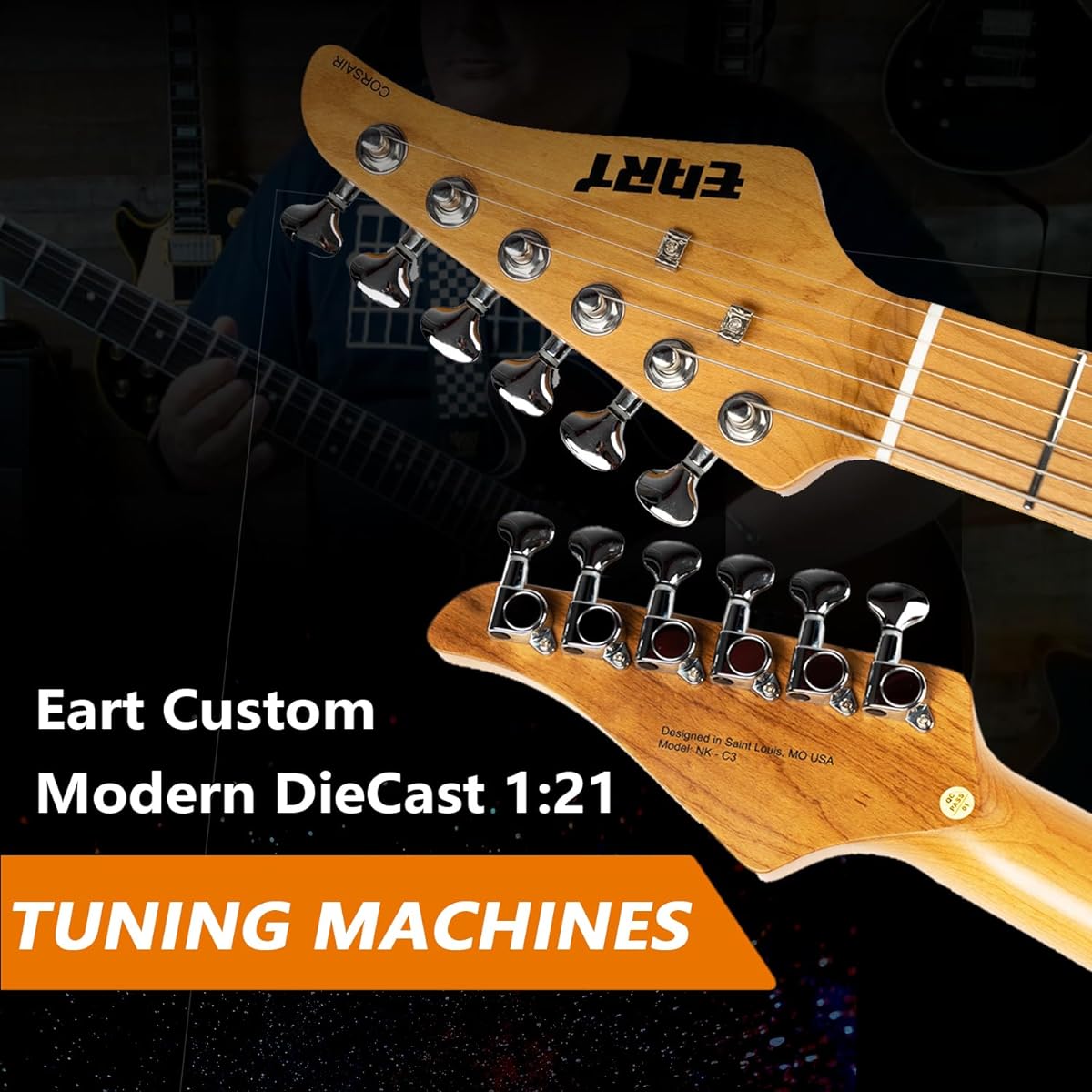 EART electric guitar, 6-string maple fingerboard solid body right-handed, stainless steel frets