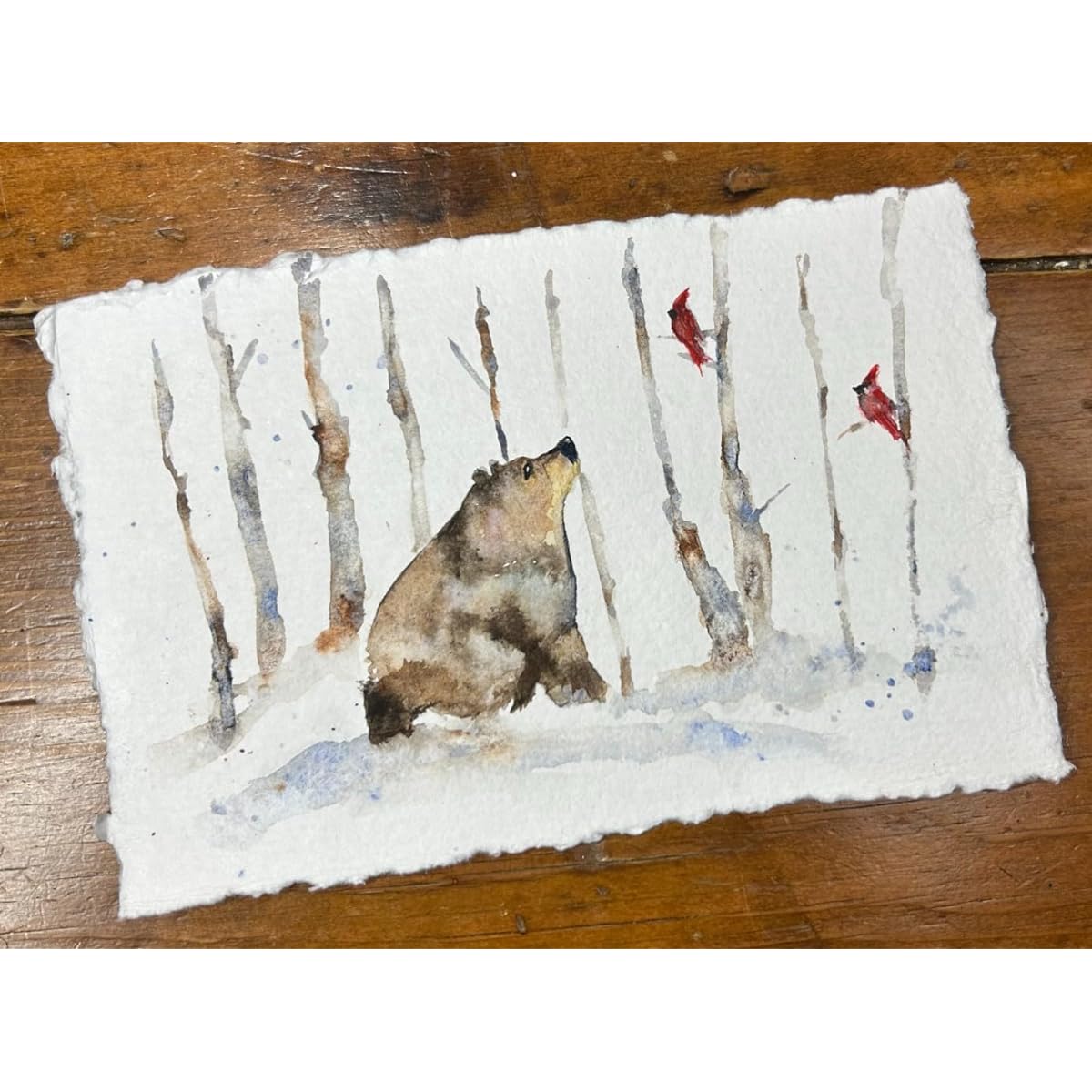 Thick Handcrafted A6 Size Watercolor Paper with Deck Edge - 300GSM - Premium White Cold Pressed Textured Mixed Media Paper Made of Recycled Cotton - 15 Loose Leaf Sheets - 4x6 Inches
