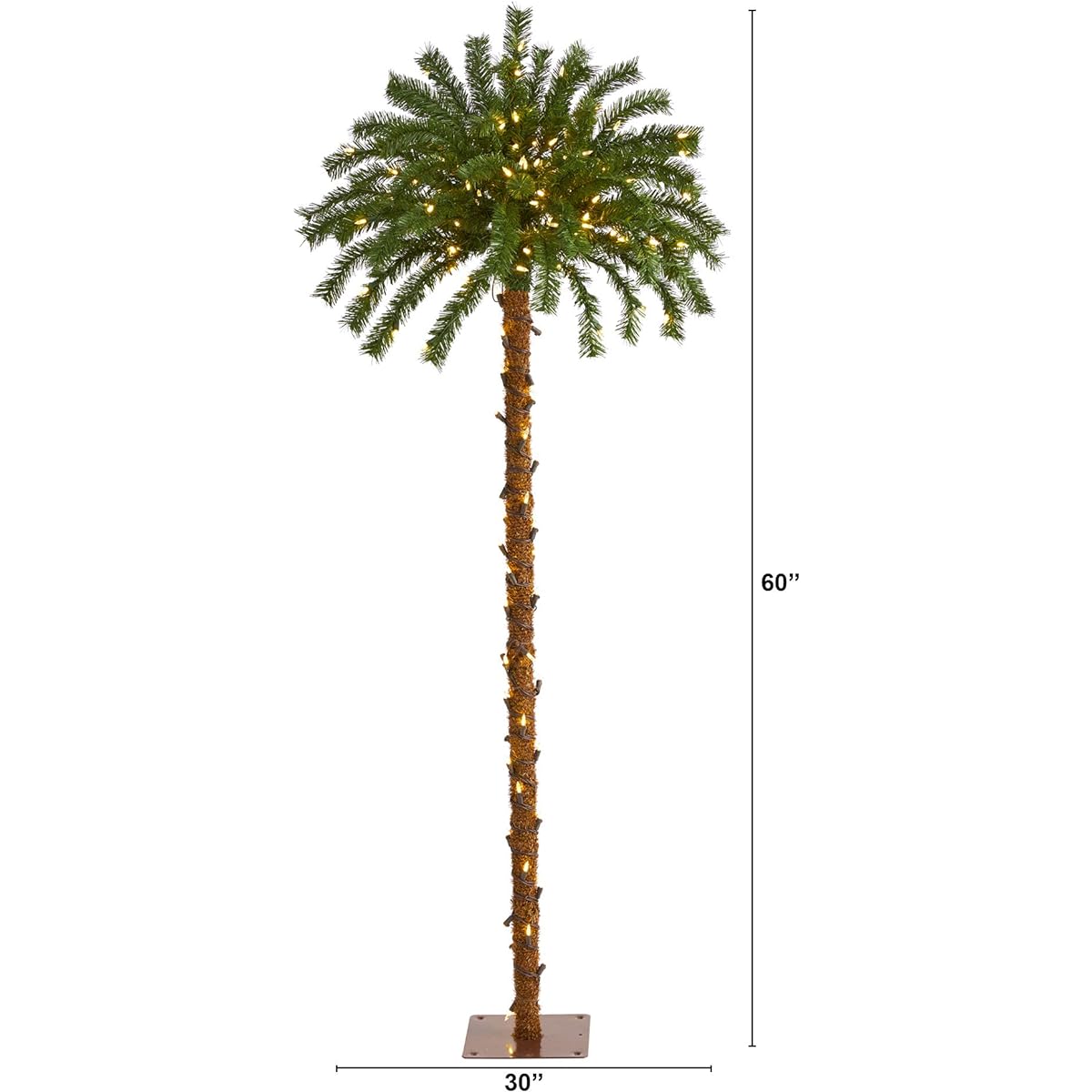 Nearly Natural 5' Christmas Palm Tree with 150 Warm White LED Lights, Green