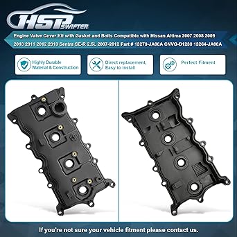 HSPSWIFTER Engine Valve Cover Kit with Gasket and Bolts Compatible with Nissan Altima 2007 2008 2009 2010 2011 2012 Sentra SE-R 2.5L 2007-2012 Part Number 13270-JA00A CNVG-D1230 132 64-JA0 0a