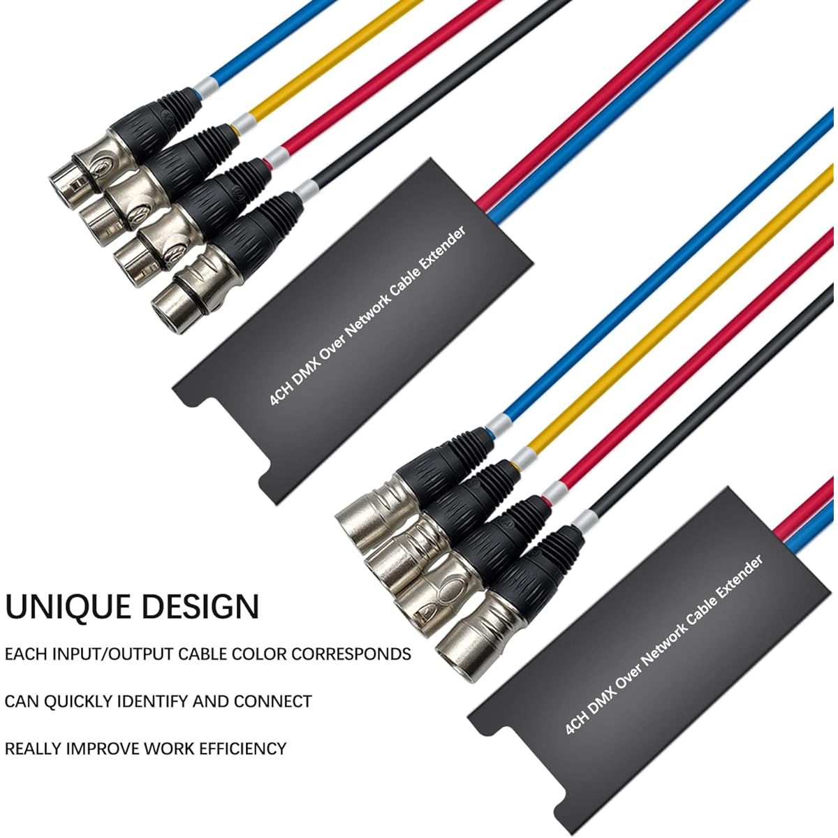 LVY 4 Channel DMX Over Network Cable Extender 3 Pin XLR Male and Female to Aethercon Cable DMX Channel RJ45 Cat5/Cat6 Ethernet Cable Extension Compact Snake Receiver XLR AES (Pair)