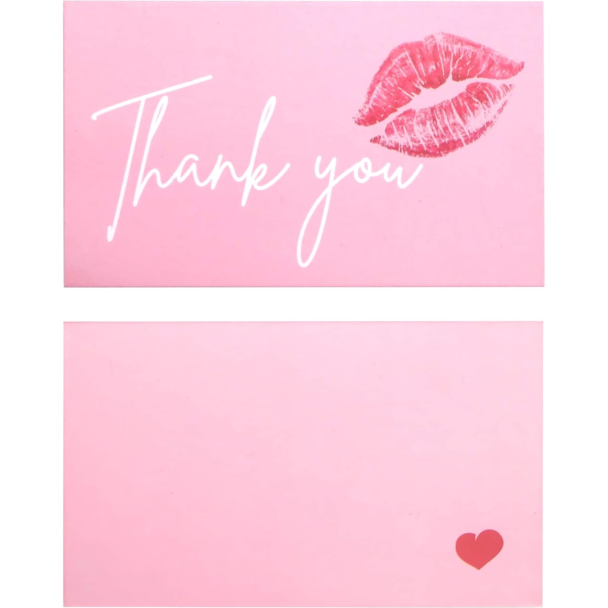 RXBC2011 Thank You for Your Purchase Cards Red Lips Kiss Sweet Package Inserts for Online Business 100 Pack Pink