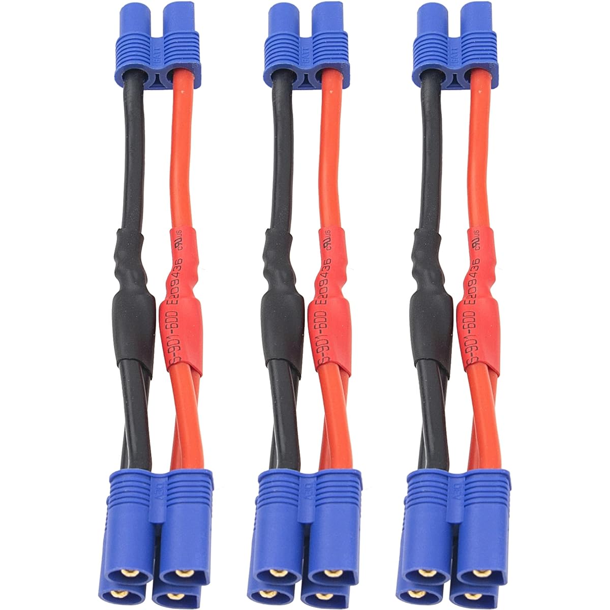 HIRCQOO EC3 Plug 3Pcs 14AWG Soft Silicone Parallel 3.94" Y Splitter Harness Cable Adapter 1 Female to 2 Male for RC Car Truck Boat Quadcopter Airplane Lipo Battery