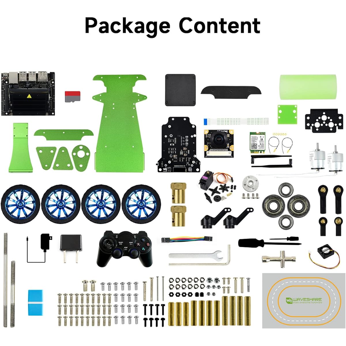 Waveshare JetRacer AI Kit Jetson Nano AI Racing Robot Jetson Nano Official Developer Kit (B01) Included (Nano 2GB Not Supported)