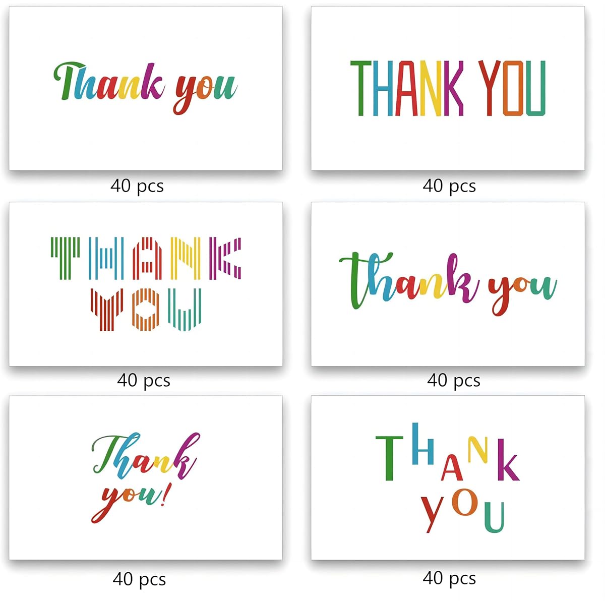 WEIZHEN 240 Thank You for Your Order Cards - Thank You For Support My Business Cards, 6 Styles - 2" x 3.5" Small Customer Appreciation Cards for Shops, Online Retailers, and Business Owners