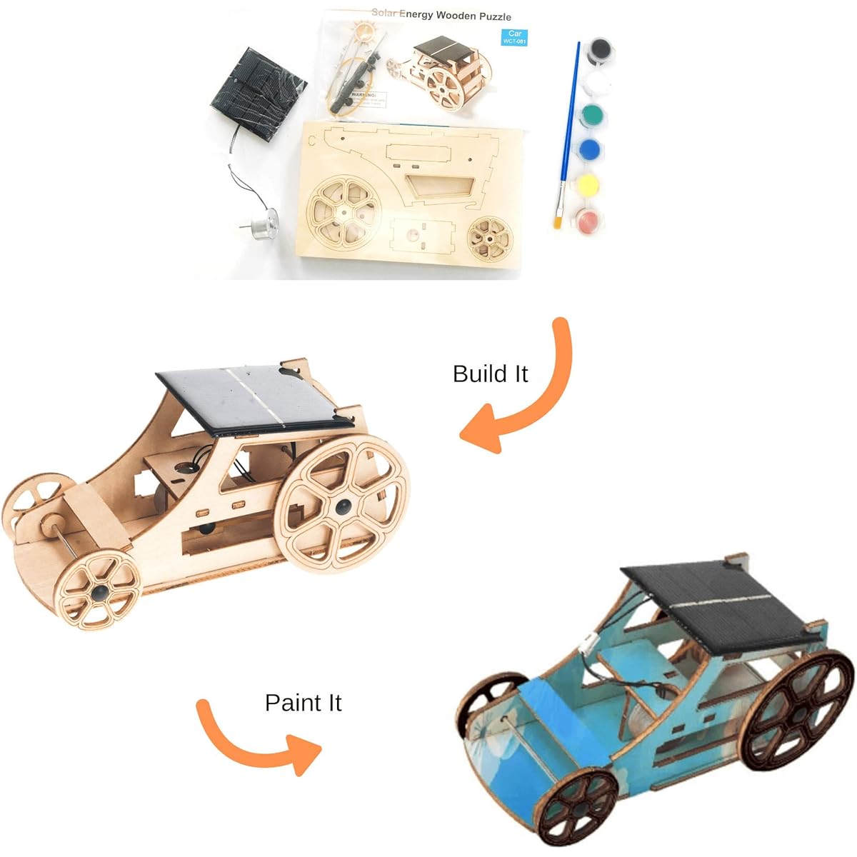 Wooden Solar Model Car for Kids 9-12 Years Old Educational Science Kit 12-14 Years Old Gifts for Boys and Girls Ages 10+ Science Experiments 9-12 Years Old Engineering Toys Robotics STEM Kit