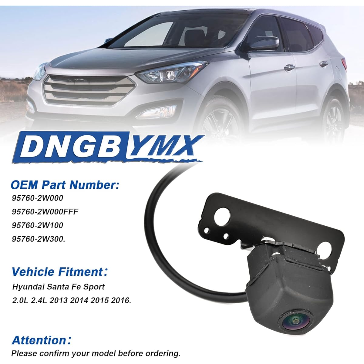 Backup Camera Rearview Camera for 2013 2014 2015 2016 Hyundai Santa Fe Sport 2.0L 2.4L Replacement # 95760-2W000 95760-2W000-FFF 95760-2W300